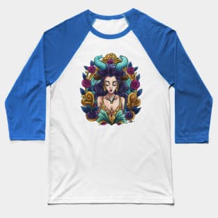 Zodiac Sign Taurus Art Deco Watercolour Baseball T-Shirt